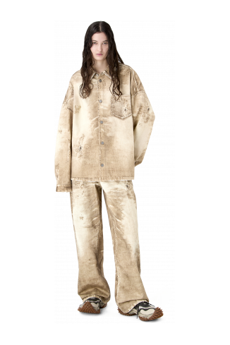 CORDUROY PRINT DENIM SHIRT BEIGE