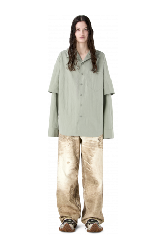 LAYERED HYBRID SHIRT Camisa grisa