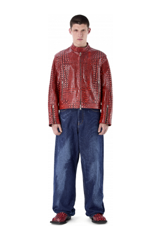 LEATHER MOTO JACKET vermell