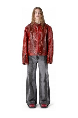 LEATHER MOTO JACKET RED