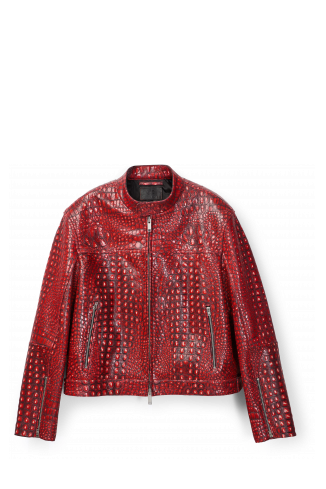 LEATHER MOTO JACKET vermell