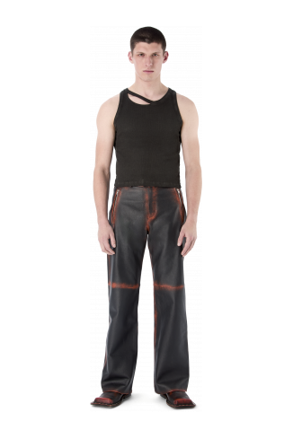 LEATHER MOTO TROUSERS NEGRE