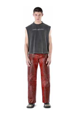 LEATHER MOTO TROUSERS VERMELL