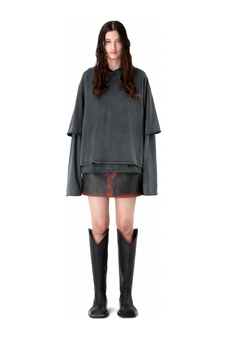 LEATHER MOTO MINI SKIRT BLACK