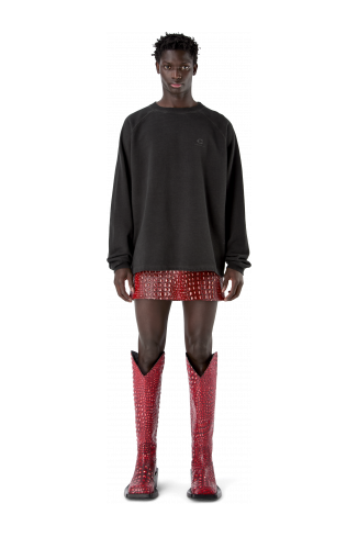 LEATHER MOTO MINI SKIRT Vermell