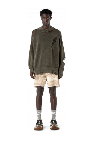 DISTRESSED KINT CUT-OUT CREWNECK NERO SBIADITO