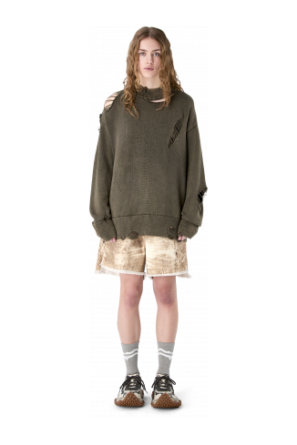 DISTRESSED KINT CUT-OUT CREWNECK FADED BLACK