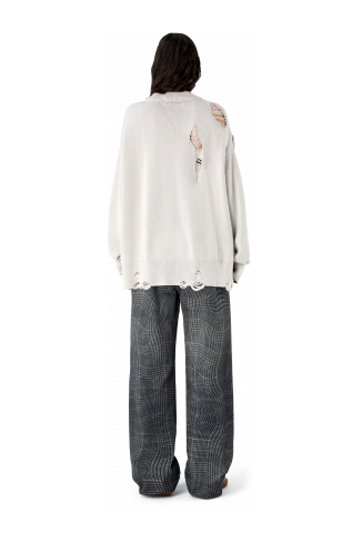 DISTRESSED KINT CUT-OUT CREWNECK LIGHT Gray