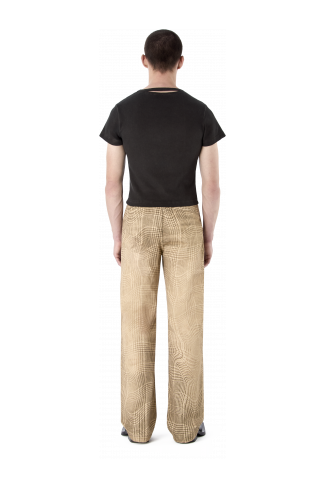 CUT-OUT RIBBED SLIM FIT T-SHIRT NERO SBIADITO