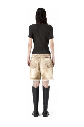 CUT-OUT RIBBED SLIM FIT T-SHIRT FADED BLACK