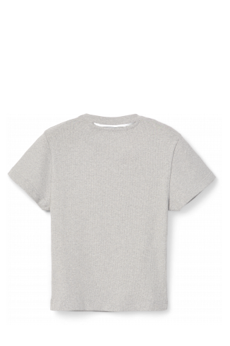 CUT-OUT RIBBED SLIM FIT T-SHIRT GRIGIO MELANGE