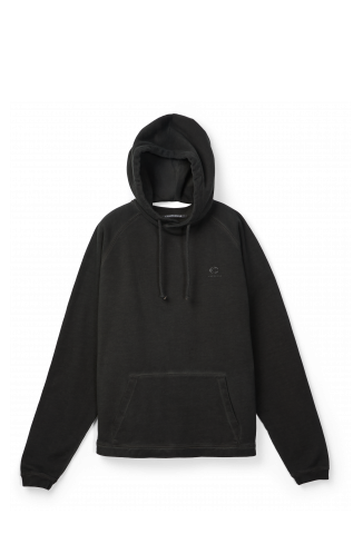 LOGO BOXY HOODIE NERO SBIADITO