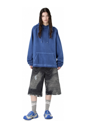 LOGO BOXY HOODIE FADED INDIGO