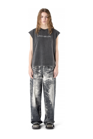 ARTWORK SLEEVELESS TANK TOP BLACK-Gray