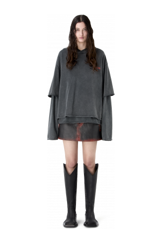 LAYERED JERSEY HOODIE FADED BLACK