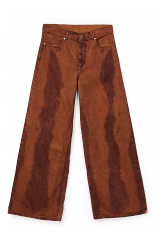 Side view of PAINT LASER BOOT CUT JEANS TERRACOTTA
