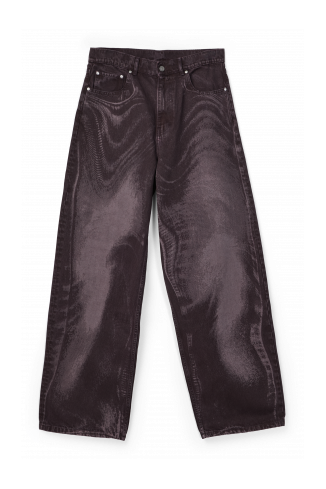 Side view of DISTORTED LASER LOOSE FIT JEANS BURGUNDY