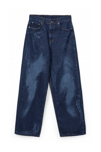 Side view of DISTORTED LASER LOOSE FIT JEANS BLUE