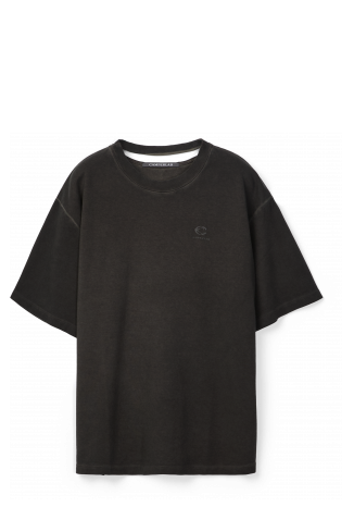 LOGO BOXY T-SHIRT NERO SBIADITO