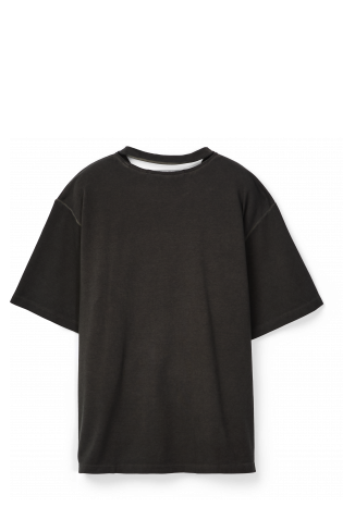 LOGO BOXY T-SHIRT NERO SBIADITO