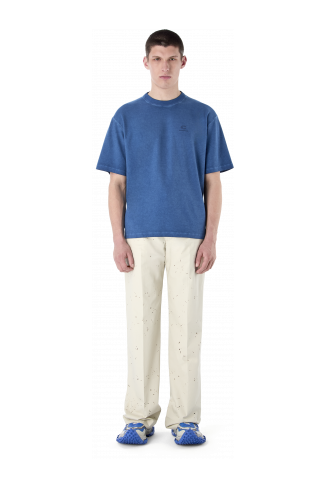 LOGO BOXY T-SHIRT INDACO SBIADITO