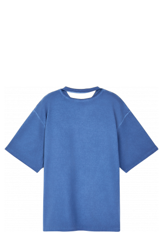 LOGO BOXY T-SHIRT INDACO SBIADITO