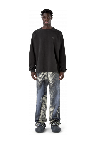 LOGO BOXY CREWNECK NERO SBIADITO