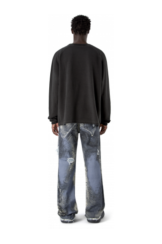 LOGO BOXY CREWNECK NERO SBIADITO