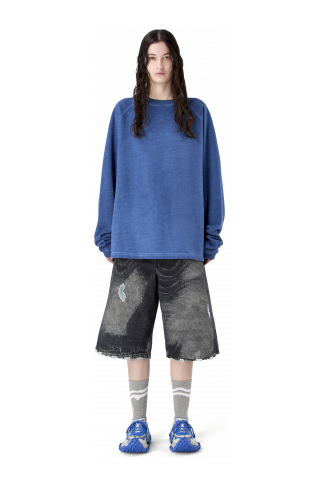 LOGO BOXY CREWNECK FADED INDIGO