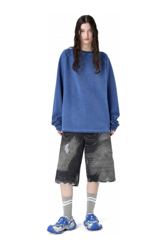 LOGO BOXY CREWNECK FADED INDIGO