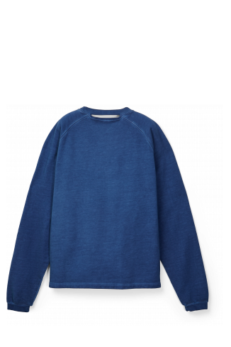 LOGO BOXY CREWNECK INDACO SBIADITO