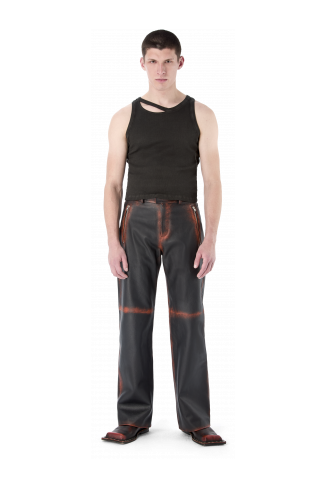 CUT-OUT RIBBED TANK TOP NERO SBIADITO