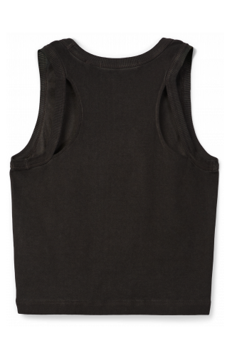 CUT-OUT RIBBED TANK TOP NERO SBIADITO