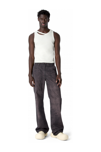 CUT-OUT RIBBED TANK TOP GRIGIO CHIARO