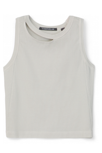 CUT-OUT RIBBED TANK TOP GRIGIO CHIARO