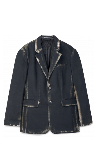 WASHED PRINT DENIM BLAZER DENIM BLAZER MET GEWASSEN PRINT<br/>ZWART