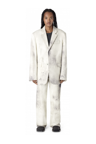 WASHED PRINT DENIM BLAZER WASHED PRINT DENIM BLAZER <br/>OFF WHITE