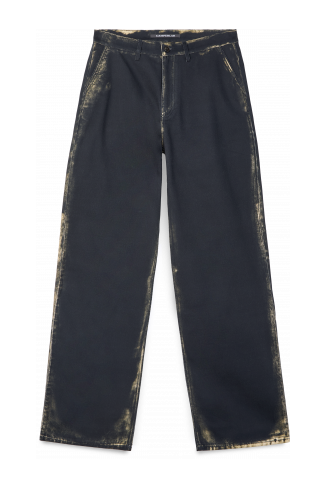 Side view of WASHED PRINT DENIM JEANS WASHED PRINT DENIM JEANS <br/>BLACK