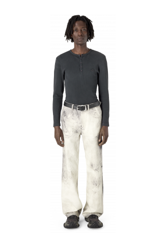 WASHED PRINT DENIM JEANS OFF WHITE