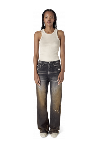 WASHED FLARED JEANS NEGRE