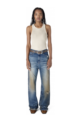 WASHED FLARED JEANS BLAU