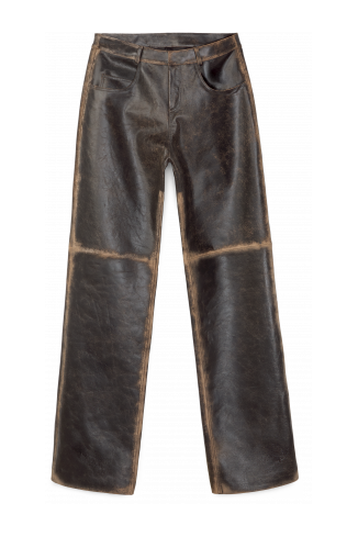 LEATHER FLARED TROUSERS SCHWARZ-SAND
