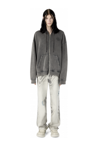 OVERSIZED WASHED ZIP HOODIE BLACK