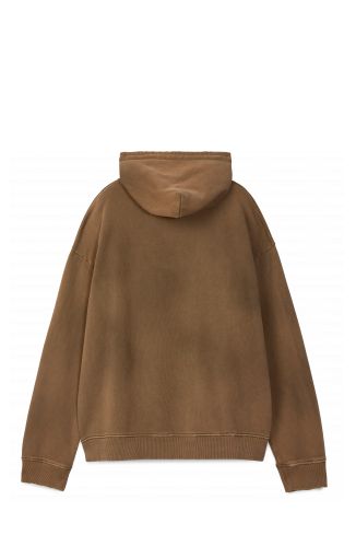 Back view of OVERSIZED WASHED ZIP HOODIE BROWN