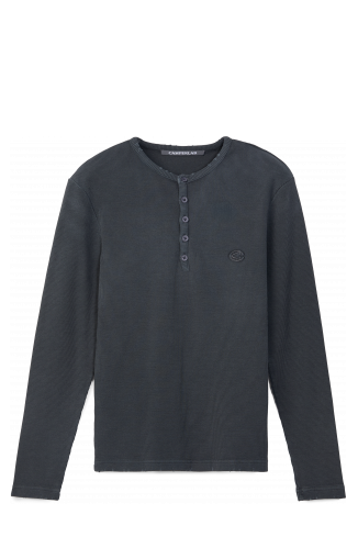 Side view of RIBBED LONG SLEEVE TOP BLACK