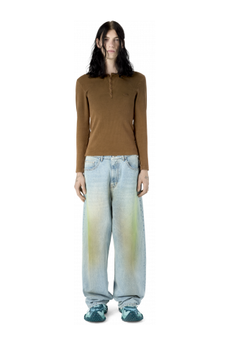 RIBBED LONG SLEEVE TOP BROWN