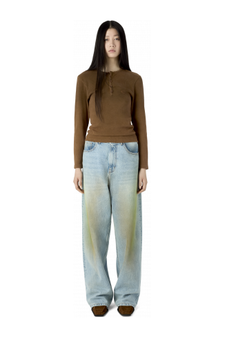 RIBBED LONG SLEEVE TOP BROWN