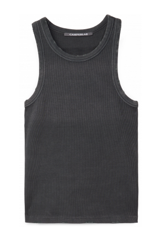 Side view of RIBBED TANK TOP BLACK