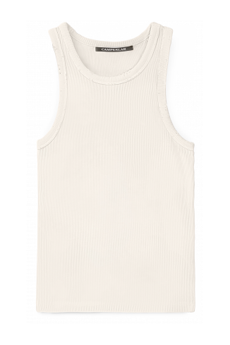 Side view of RIBBED TANK TOP OFF WHITE