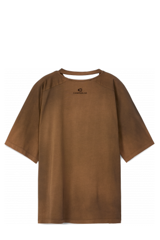 Back view of OVERSIZED RAGLAN SHORT SLEEVE TEE BROWN